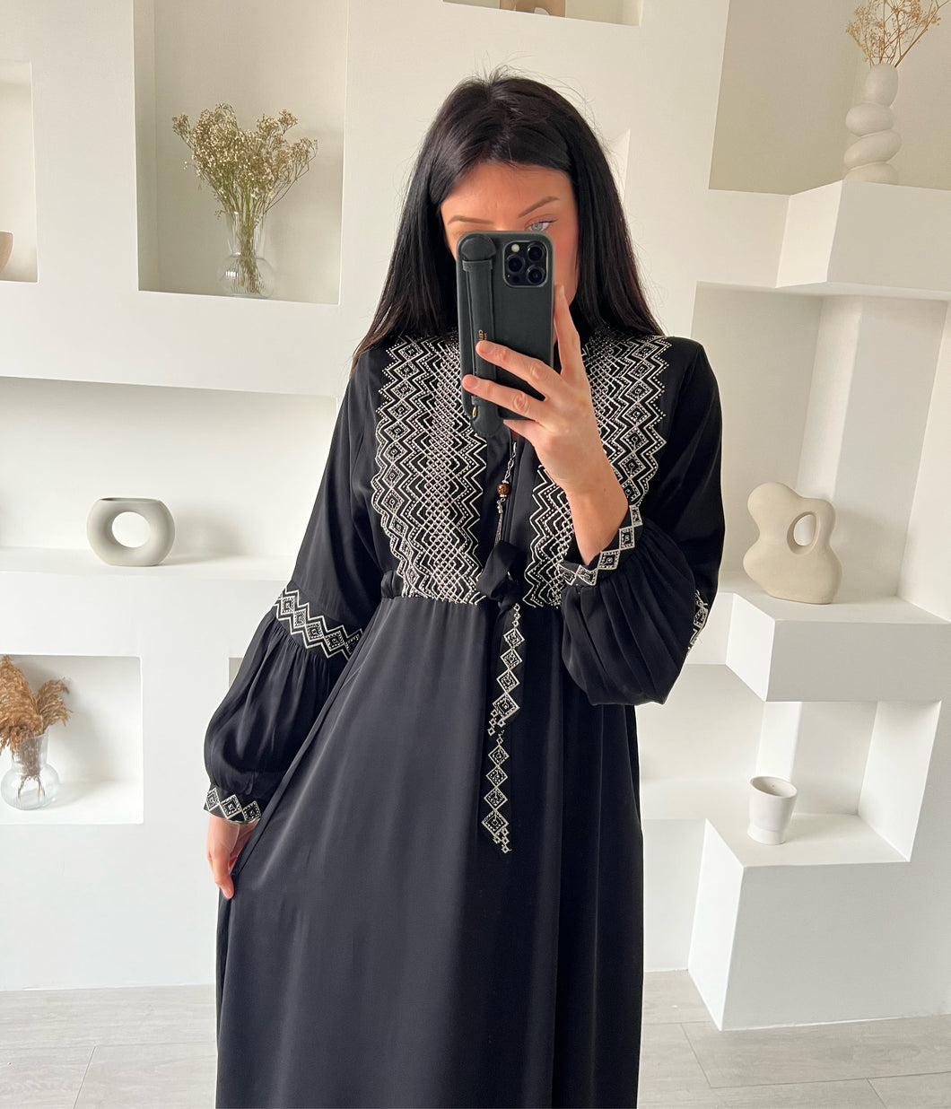 Abaya premium Dubai épaulettes et strass